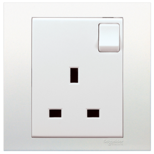 SCHNEIDER 13A Power Single Outlet KB15, High Quality Power Outlet Socket Rated 13A, Durable and Easy to Install, Compatible with Standard Plugs
